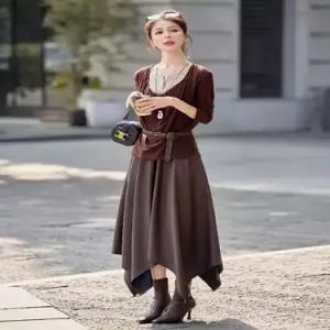 무천도사 여성용 여성 치마 가을 투피스 언밸런스 세트 정장세트 상의 KKE3