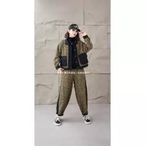 무천도사 바지 여성 여성용 캐주얼 빈티지 가을 투피스 코트 세트 빅사이즈 정장세트 배기바지 KKE3