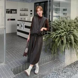 무천도사 여성용 여성 치마 빈티지 가을 투피스 세트 슬림핏 정장세트 KKE3