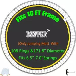 Bzzter 교체 트램펄린 매트 직경 16피트 171.9인치/14.31피트 108개의 링 장착 6.5-7.0인치 스프링 풀 훅