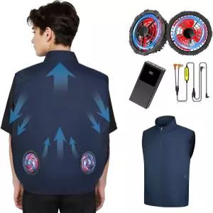 20000mah 배터리 팩 2 팬이 포함된 더쿠쿠 쿨링 조끼 12V 에어컨 더운 여름용 작업복