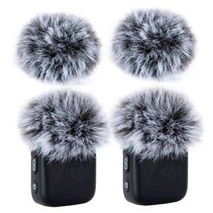 선몬 마이크 팝 필터, DJI 미니 마이크용 커버 퍼리 폼(4PCS/블랙 앤 화이트)