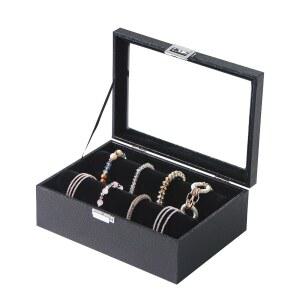 겁쟁이 뱅글 팔찌 보관함 투명 뚜껑포함 정리함 여자 시계 보석 진열함 (블랙)