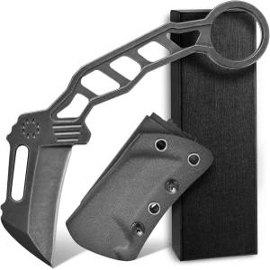 Canku C1120 고정 칼날 칼 D2 야외용 EDC용 캠핑용 서바이벌용 키덱스 칼집이 있는 올 스틸 핸들 클로