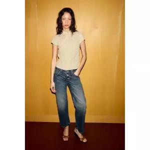 ZARA 자수 차이나 칼라 셔츠 - 라이트 옐로우