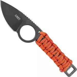 CRKT 테일본 EDC 나이프 블랙 스톤워시 마감 처리가 된 데일리 캐리 고정 블레이드 드롭 포인트 오렌지