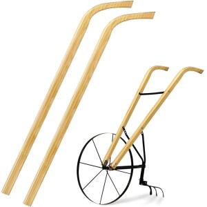 GOSR 2팩 48인치 나무 손수레 손잡이 로우 하이 휠 경운기 교체용 쟁기 농장 정원용