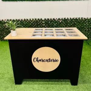 이매틱 휴대용 샤커트리 카트 스낵 테이블 방수 조리대가 있는 접이식 블랙 케이터링