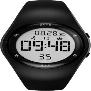 디지털 페도미터 스텝 카운터 칼로리 거리 알람 앱 없음 시계 블루투스 기능 LCD 백라이트가 있는 충전식