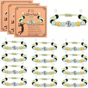 로테레 12세트 스포츠 조절 가능한 구슬 팔찌 축구 소프트볼 배구 골프 농구 하키 여성용 남성 액세서리