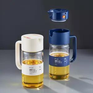 리플리콘 올리브 오일 디스펜서 병 18.5온스 드립 프리 스파우트 오토 플립 탑 주방용 유리 및 식초 간장