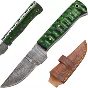 올드 램 핸드메이드 리얼 다마스커스 스틸 고정날 헌팅 스키닝 나이프 508