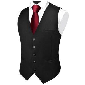 남성 브란듀스 브이넥 정장 조끼 솔리드 컬러 포멀 슬림 핏 비즈니스 3포켓 포함