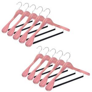 8팩 미완성 아메리칸 레드 시더 우드 코트 슈트 행거와 와이드 어깨 자켓 옷 미끄럼방지 블랙 패딩 팬티 바 - 360 유연한 후크 내추럴