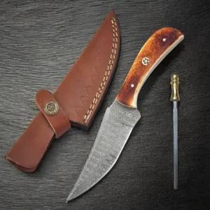 포슐랜드 TR1168 맞춤 수제 다마스쿠스 스틸 10인치 전술 나이프 완벽한 그립 로즈 우드 핸들