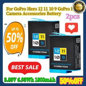 고프로 히어로 12 11 10 9용 2개 카메라 액세서리 3.85V 6.93Wh 1800mAh 배터리
