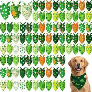 애비라이크 100개 세인트 패트릭 데이 도그 반다나스 벌크 그린 샴록스 반다나스용 트라이앵글 커치프 빕 스카프 애완동물 아일랜드 의상 사진 소품 악세사리 가게 25가지 스타일(25.6 x 17.7 17.7)