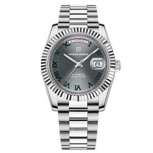 롤스티미 파가니 디자인 남성 자동 시계 NH36A 무브먼트 기계식 DD40 AR 사파이어 글래스 100미터 방수 클래식 캐주얼 스포츠 PD-1783 (그레이 AT-1783)