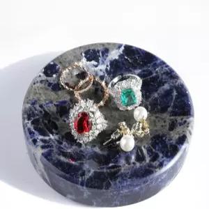 코빌 마블 주얼리 접시 반지 목걸이 귀걸이용 작은 원형 장신구 4인치 장식 욕실 주방용 천연 돌 비누