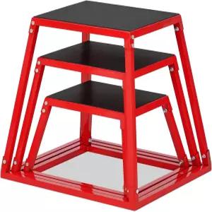 다놀랍시 플라요메트릭 박스 세트 미끄럼 방지 고무 탑 및 발 패드 안정적인 사다리꼴 구조 550LBS