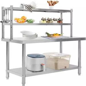 오버쉘프가 있는 Yeeoy 스테인리스 스틸 테이블 12인치 조절 가능한 선반이 48인치 X 24인치 주방 준비