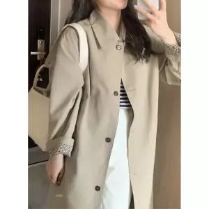 다온나들  더블 트렌치코트 체크 클래식 포인트 DHH-L19