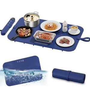 뉴이즈 업그레이드 그래핀 푸드 워밍 매트 - 조리대용 전면 급속 가열 전기 트레이 6가지 온도 모드로 파티 뷔페용 방수 워머 엄마를 위한 선물(파란색)