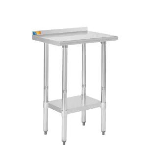 트레신 스테인리스 스틸 테이블 18인치 X 24인치 주방 레스토랑 가정 호텔용 언더쉘프와 백스플래시가 있는