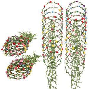 WILLBOD 여성 꽃 머리띠 48개 페어리 화환 초록 녹색 잎 웨딩 페스티벌 여행 파티 사진 소품