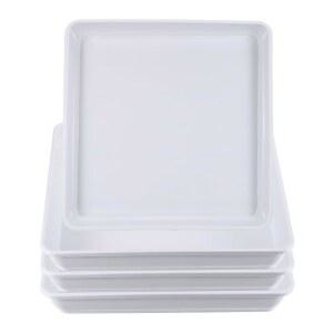 패티킬 식물 접시 트레이 4팩 16인치 정사각형 무거운 화분 냄비 실내 야외 식물을 위한 대형 딥 플라워 드립 흰색