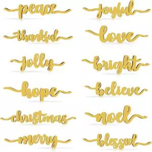 크리스마스 감사의 축복 메리 조이풀 피스 가족 나무 컷아웃 소박한 접시 편지 표지판 장식 영감을 주는