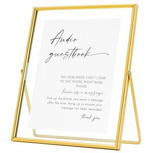 금색 유리 그림 플로팅 프레임 10x8인치를 계산하여 파티 테이블 장식 표지판 결혼식 인사말 오디오 게스트북 환영 홀더 사진 부스용으로 사용하세요