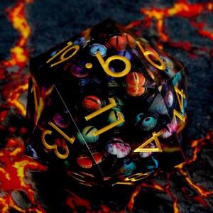 85MM 대형 드래곤 안구 주사위 선물 케이스 포함 DND 점보 D20 던전 앤 드래곤용 샤프 엣지 다면체 (혼합 색상 안구-작은 안구)