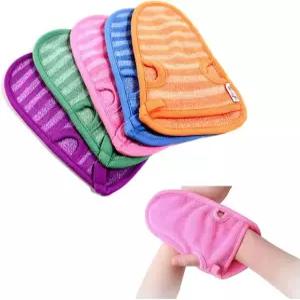 3PCS 목욕 장갑 샤워 부드러운 스킨 케어 얼굴 각질 제거 바디 워시 마사지 스파 남성용 등 문지르기 색상