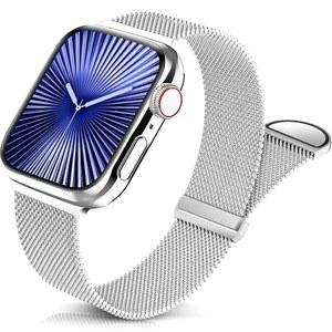 [미국배송] 써니우 밀라노 메시 루프와 호환되는 애플호환 WATCH 밴드 42MM 44MM 45MM 46MM 38MM 40MM 41MM 남성용 IWATCH 시리즈 10 9 8 7 6 SE 5 4 3 2 1 ULTRA용 스테인리스 스틸 스트랩