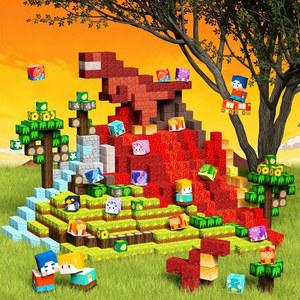 고비덱스 240PCS 자석 블록 놀이 세트 공룡 STEM 교육용 빌딩 장난감 소년 소녀를 위한 감각적인 시늉 선물