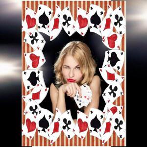 노바브라이트 원더랜드 티 파티 장식 카지노 테마 사진 부스 프레임 라스베이거스 나이트 포커 소품, 생일, 23.6인치 x 15.7인치