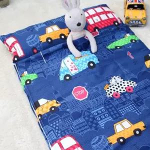 순면 100% 아기 유아 침낭 어린이집 낮잠 이불 배게 가방 세트 자동차 fWV8+4wCE