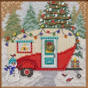 밀 힐 크리스마스 캠핑카 비드 카운트 크로스 스티치 키트 버튼 2024 겨울 시리즈 MH142431 5.25 x 멀티