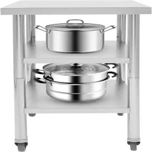 스테인리스 스틸 테이블 18x18인치 잠금 휠이 있는 3단 롤링 유틸리티 330파운드 용량의 차고 주방 병원용