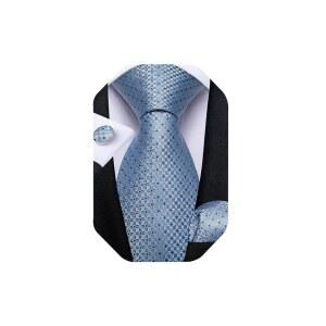 DiBanGu 남성 엑스트라 롱 타이 실크 160cm(63인치) XL 넥타이와 포켓 Suqare 커프스 단추 세트 빅 앤 톨 웨딩 파티, 라이트 블루, 원사이즈