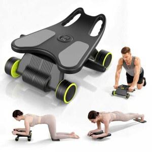 팔꿈치 지지대가 있는 Ab 롤러, 바퀴가 4개인 롤러 보드 코어 운동 기계, 홈 헬스장용 미니 필라테스 리포머 장비, 무릎 패드가 복부 전신 근력 트레이너