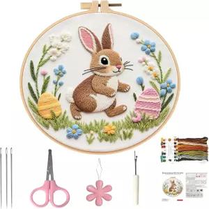 초보자용 팔럽제프 토끼 자수 키트 크로스 스티치 재미있는 동물 패턴을 가진 쉬운 바늘 포인트 지침이