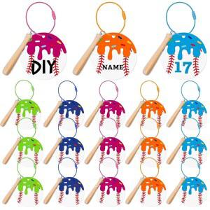 헨치 15 미니 배트가 포함된 아이스크림 야구 열쇠고리 세트, 파티 장식 가방 여행 태그를 위한 팀 선물