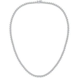 여성 젬스미 4mm 테니스 목걸이 - 3 Prong 18K 흰색 화이트 골드 도금 원형 큐빅 지르코니아 클래식 다이아몬드 체인 남성 사이즈 16 / 18 20 22 24인치