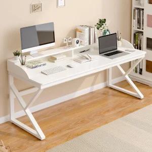 모니터 스탠드가 있는 OSCHF 긴 책상 2인용 워크스테이션용 63인치 더블 롱 컴퓨터 테이블 가정 및