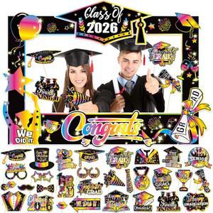 졸업사진 부스 소품 31팩 2026, 컬러풀 액자 축하 2026 졸업 파티 용품 클래스용 사진