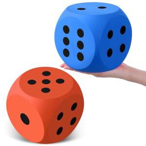 게임 나이트 학습 세션을 위한 샤피 6인치 폼 주사위 재미 채우기 대형 교육용 장난감 카와이 자이언트 장식 에바 점보 큐브 빅 네모 스퀘어 빌딩 블록(주황색과 파란색 2개)