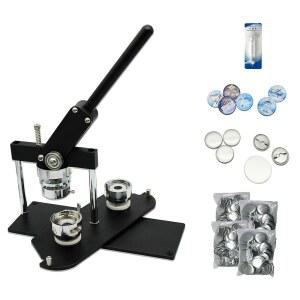 ChiButtons B400 Pro 37mm (1.5인치) 미터법 버튼 메이커 키트 | 200개 부품 교체 가능한 몰드 조절가능 원형 커터가 포함된 올 메탈 프레스 프로모션 배지 맞춤형 핀 선물 만들기 (블랙-뉴)