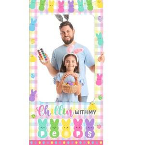 부활절 사진 부스 소품 행복한 파티 장식 촬영 달걀 토끼 병아리 배경 셀카 액자